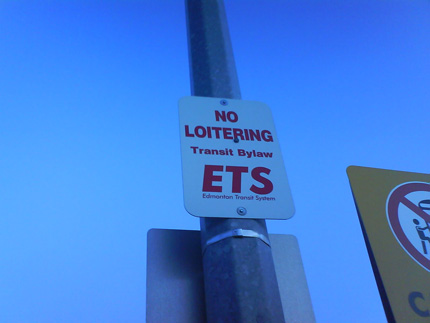 west edmonton mall transit centre: no loitering